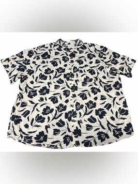 Old Navy Men's Short-Sleeve Floral Button-Up Shirt - Ivory & Black